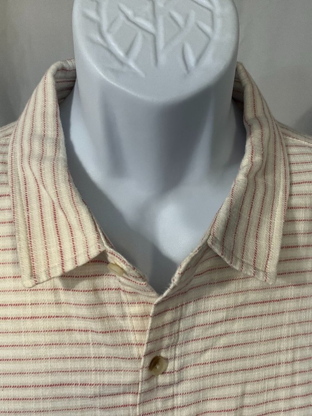 🌴 Marine Layer Beach Shirt Men's XL White Tan Red Striped Short Sleeve ☀️